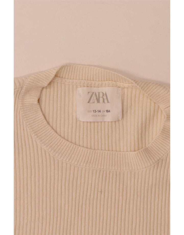 Top corto a maniche lunghe per bambina Zara 13-14 anni, bianco sporco