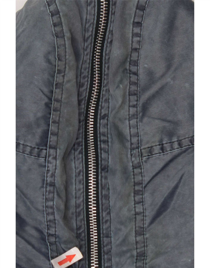 Giubbotto bomber con cappuccio vintage da uomo UK 42 XL blu navy in poliammide
