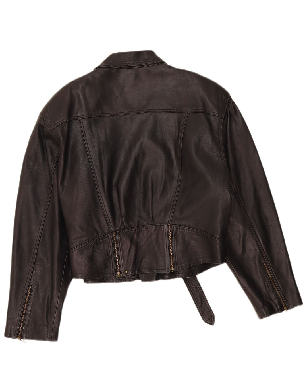 Giacca da motociclista in pelle da donna VINTAGE UK 14 Pelle nera media