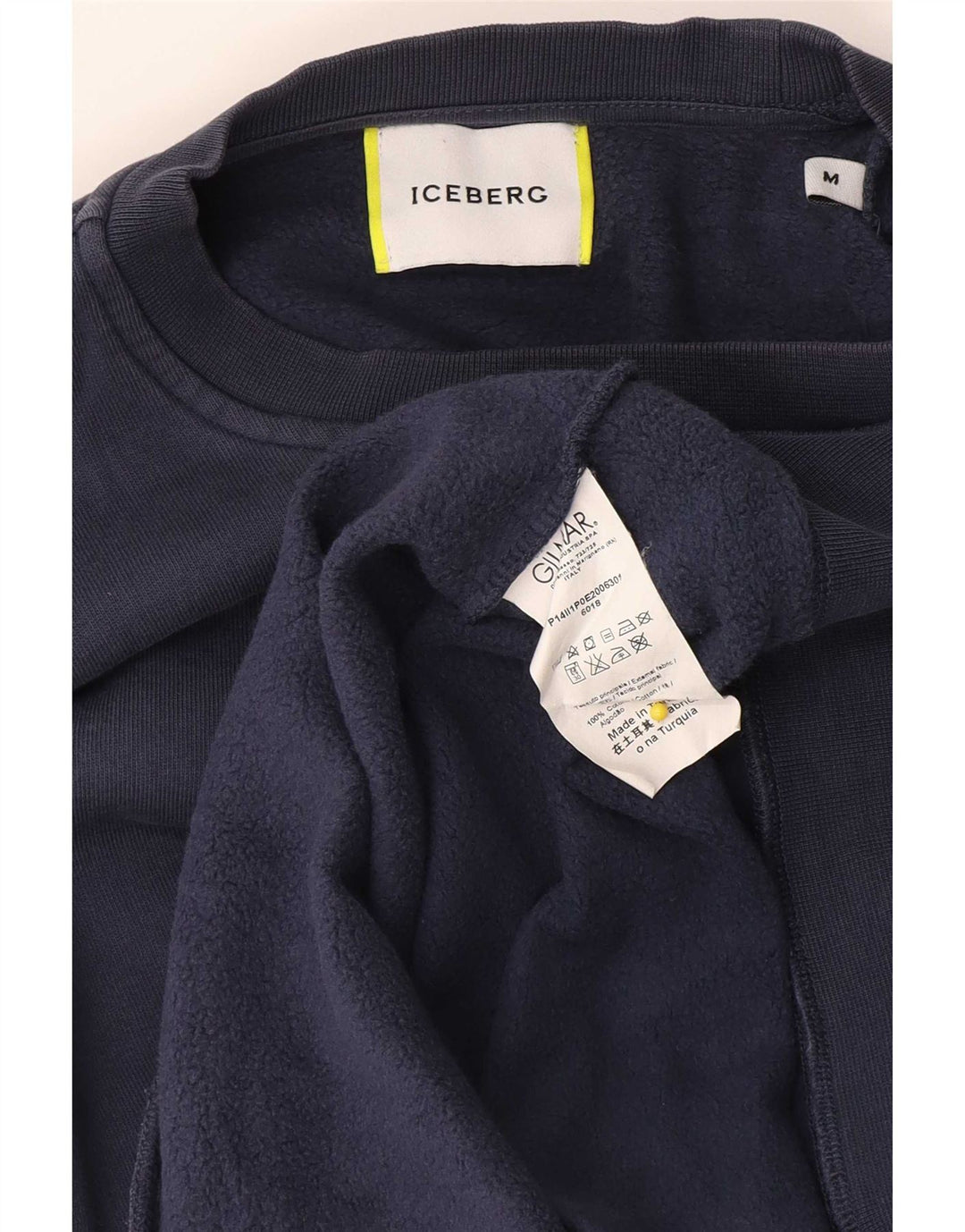 Felpa grafica da uomo Iceberg, maglione medio, cotone blu navy