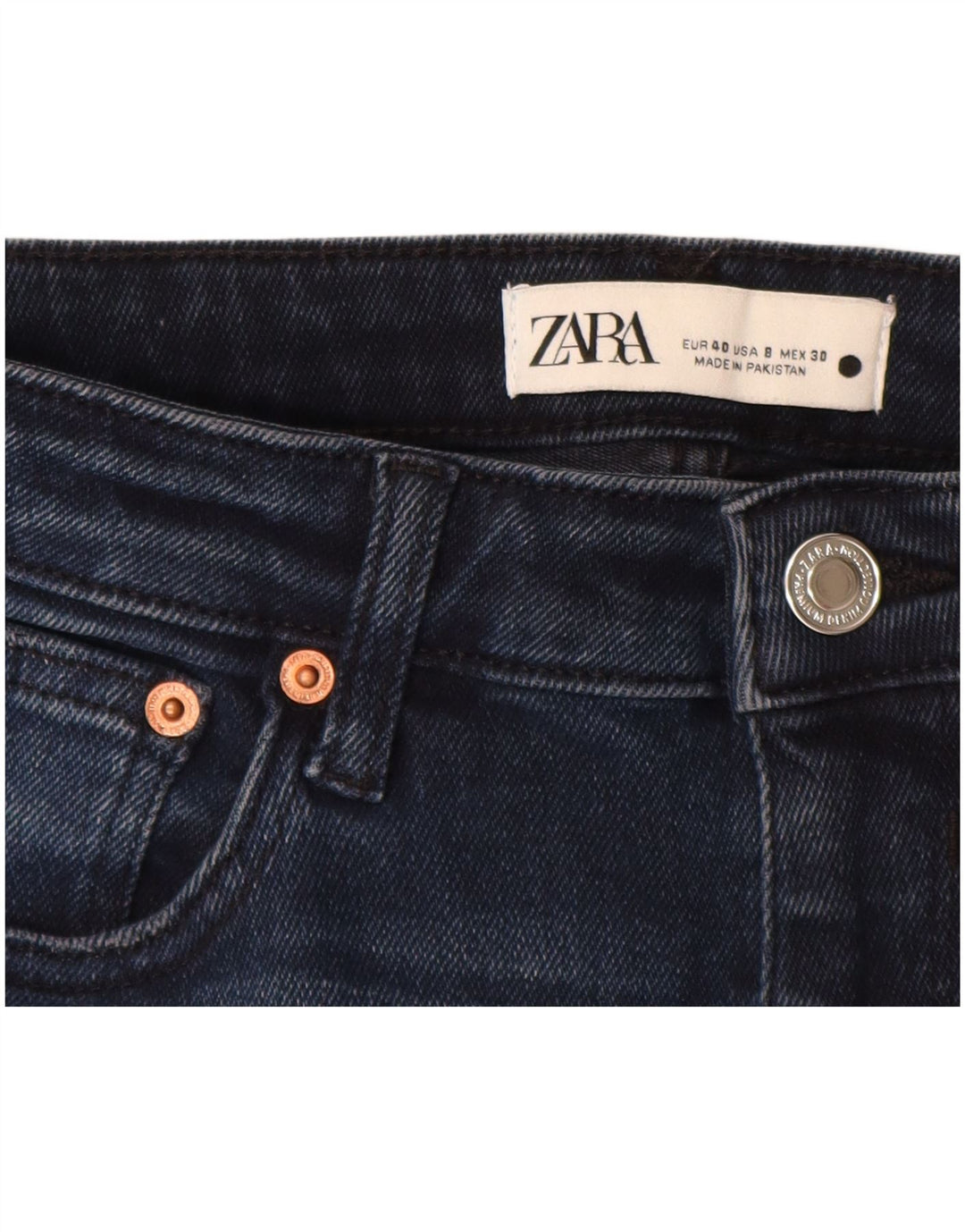 Jeans skinny da donna ZARA EU 40 medio W30 L27 cotone blu navy