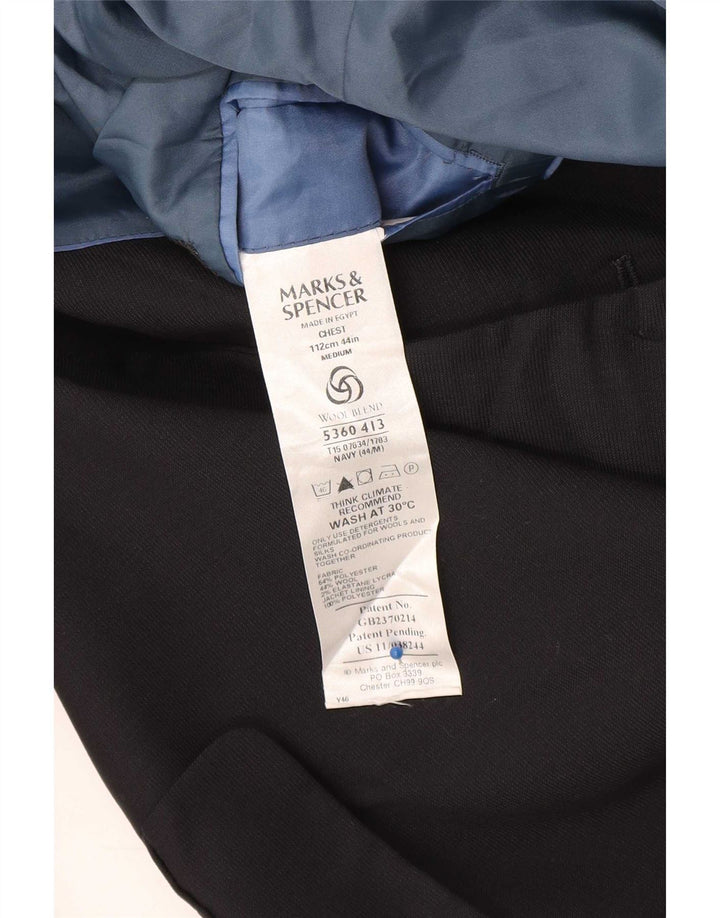Giacca blazer a 3 bottoni da uomo Marks & Spencer UK 44 XL poliestere blu navy