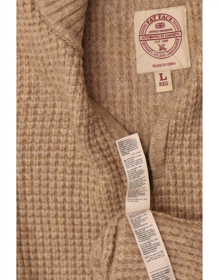 Maglione da uomo con collo con zip Fat Face, grande acrilico beige