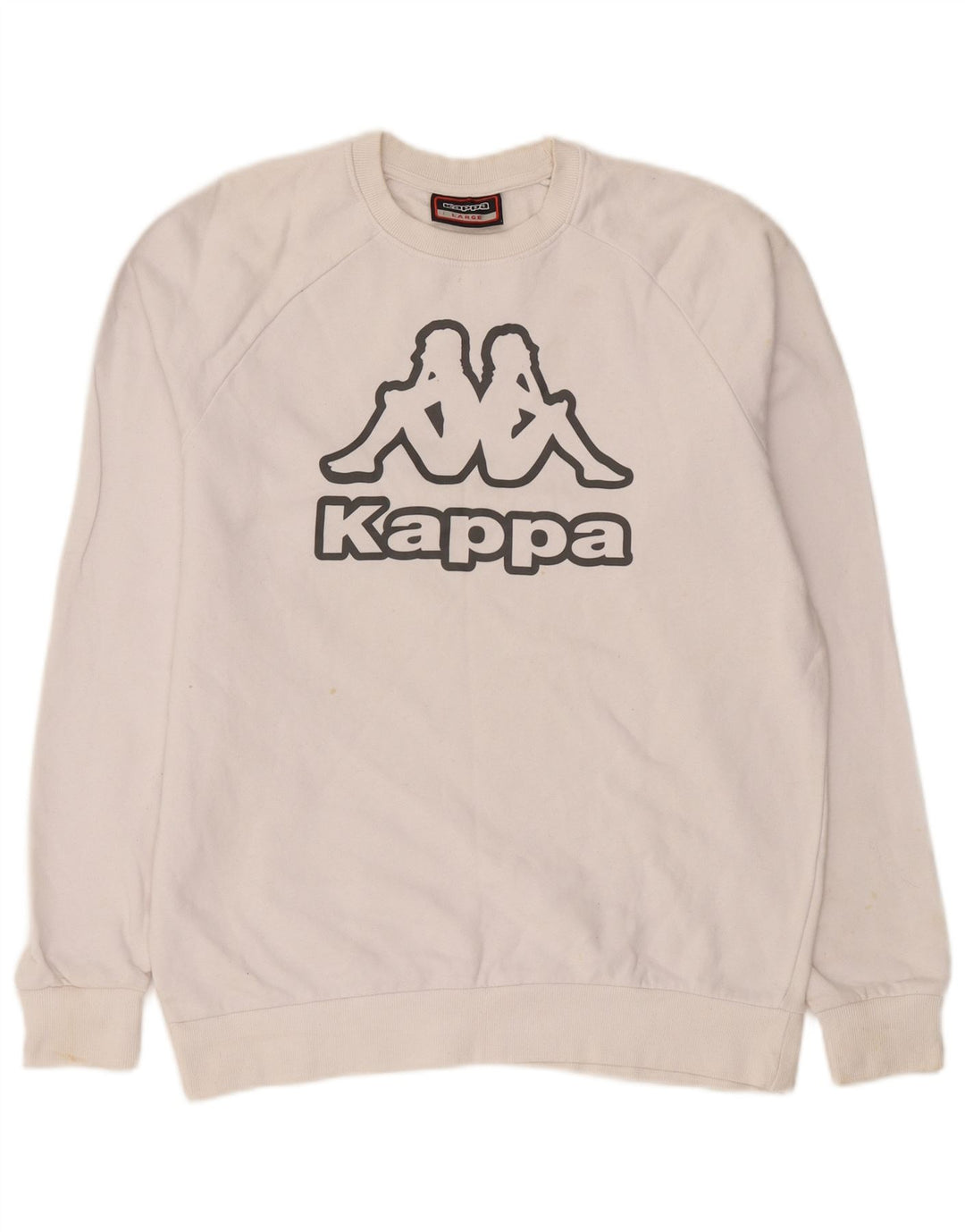 Felpa grafica da uomo Kappa, maglione grande, cotone bianco