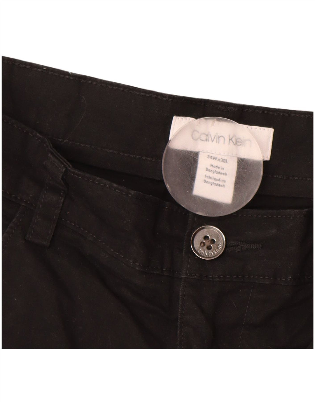 CALVIN KLEIN Pantaloni casual dritti da uomo W34 L30 Cotone Nero