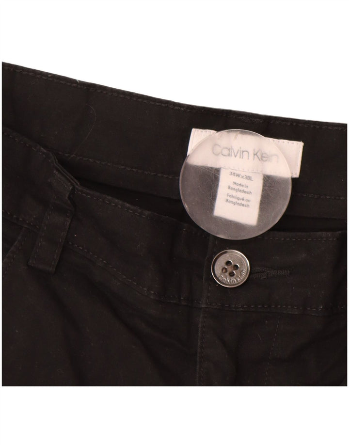 CALVIN KLEIN Pantaloni casual dritti da uomo W34 L30 Cotone Nero