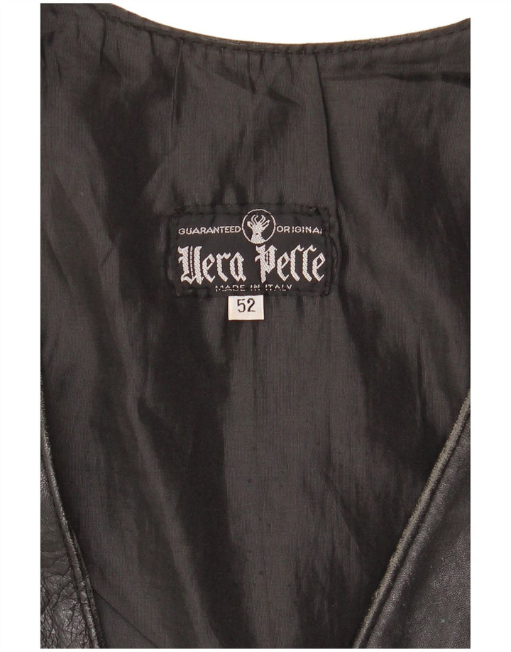 Gilet in pelle da uomo VINTAGE IT 52 Large in pelle nera