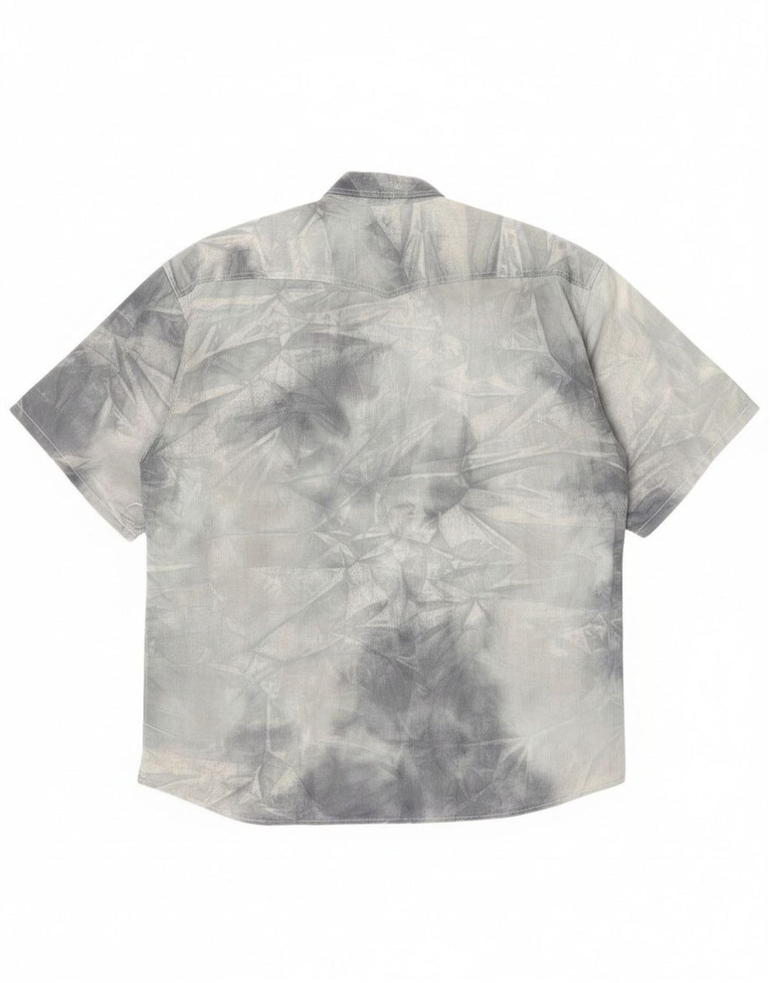 Camicia vintage da uomo a maniche corte grande in cotone tie-dye grigio