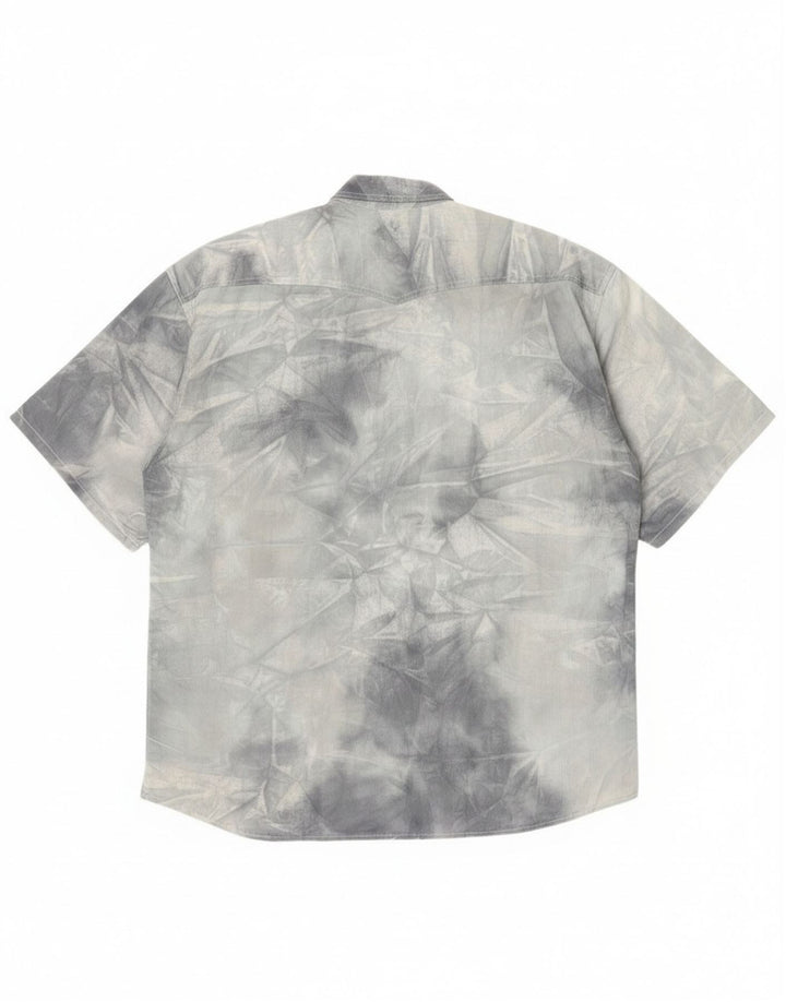 Camicia vintage da uomo a maniche corte grande in cotone tie-dye grigio