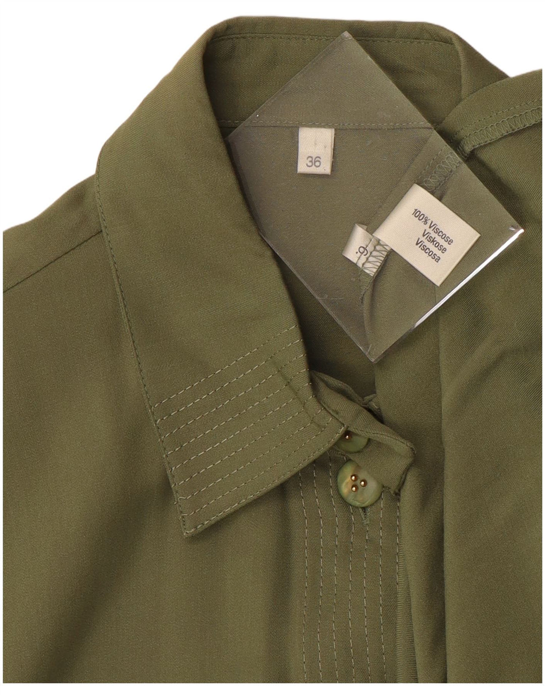 VINTAGE Womens Shirt Blouse EU 36 Small Green Viscose