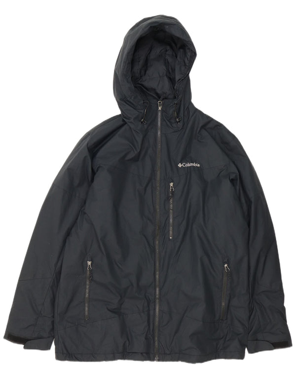 Giacca a vento con cappuccio da uomo Columbia UK 40 Large in nylon nero