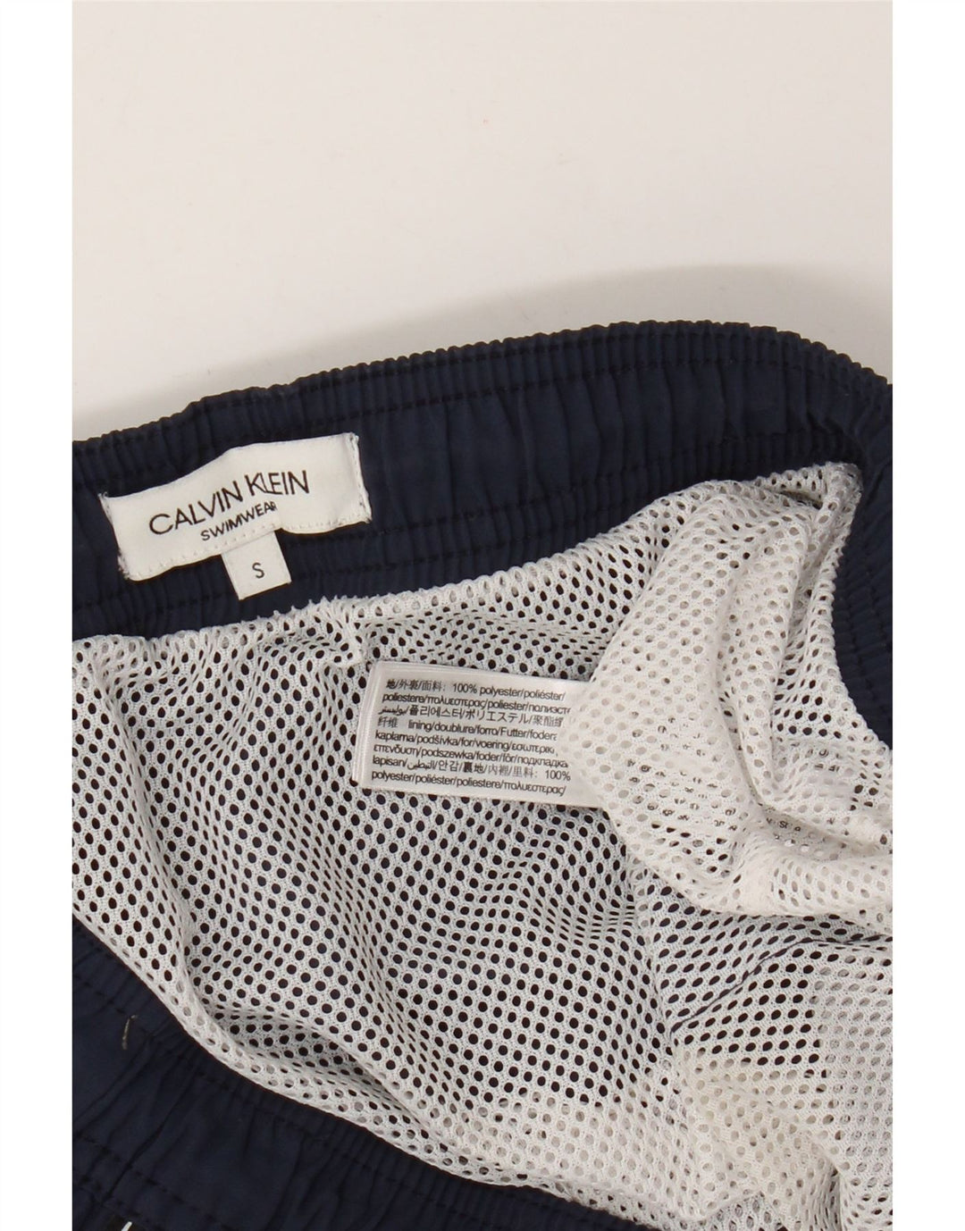 Pantaloncini da bagno grafici da uomo Calvin Klein piccoli in poliestere blu navy