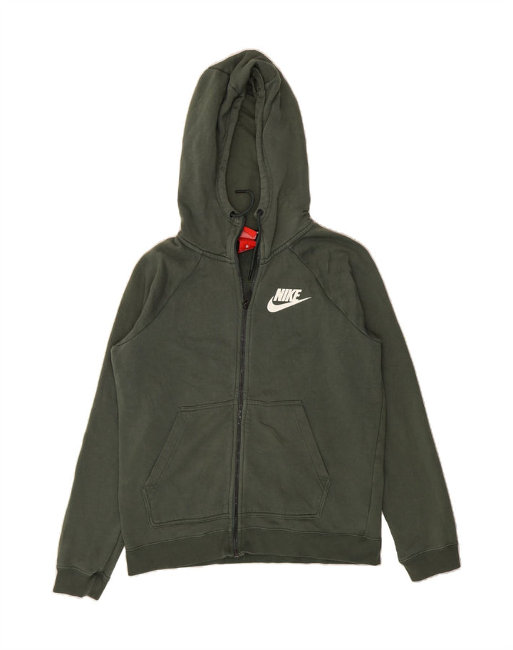 NIKE Mens Zip Hoodie Sweater Small Khaki Cotton Vintage Nike and Second-Hand Nike from Messina Hembry 