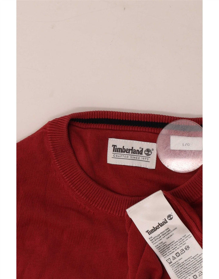 Maglione maglione girocollo da uomo Timberland grande cotone rosso