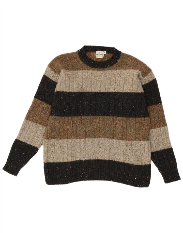 Maglione Trussardi Uomo Girocollo Maglia Media Righe Multicolore Lana