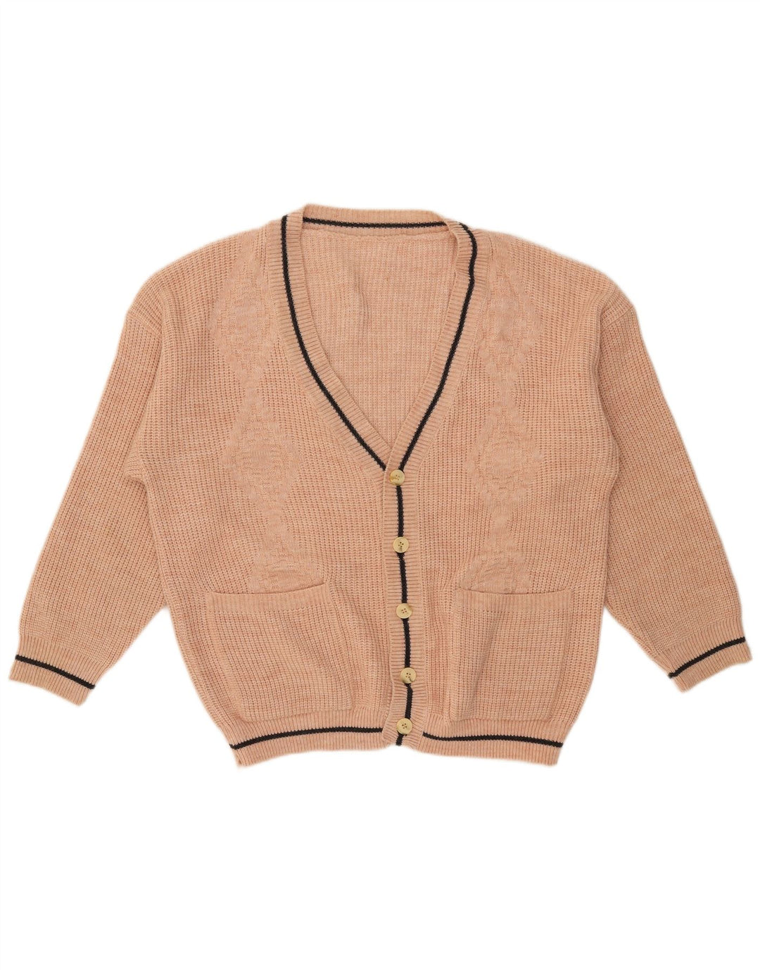 Maglione cardigan ampio da uomo vintage in acrilico beige medio