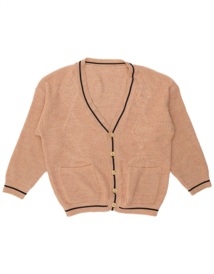 Maglione cardigan ampio da uomo vintage in acrilico beige medio