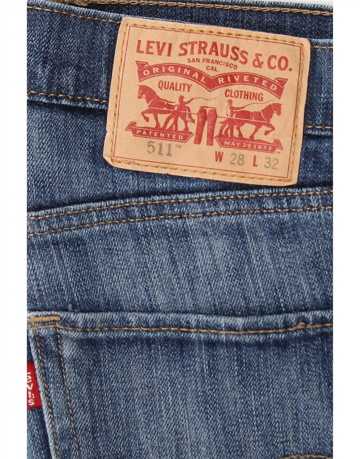 Jeans Levi's Uomo 511 Slim Distressed W28 L29 Cotone Blu