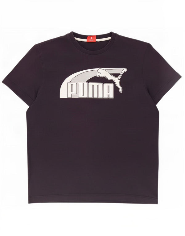 T-shirt grafica da uomo Puma Top Large in cotone blu navy