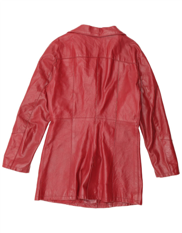 Cappotto in pelle vintage da donna UK 18 XL in pelle rossa