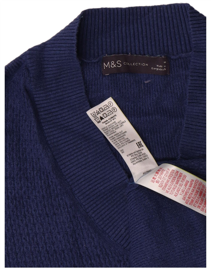 Maglione da uomo con scollo a V Marks & Spencer in viscosa blu medio