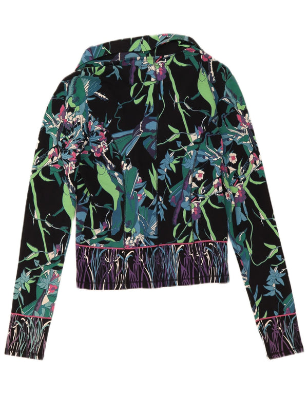 Giacca blazer da donna a 2 bottoni Custo Barcelona taglia 3 XS cotone floreale nero