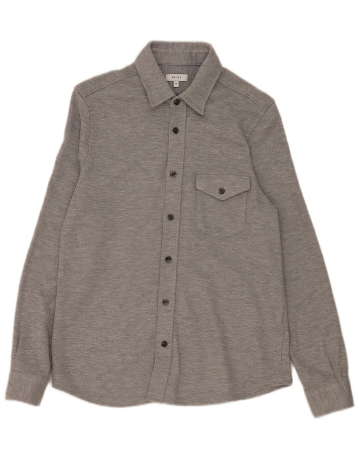 Camicia da uomo Reiss in cotone grigio medio