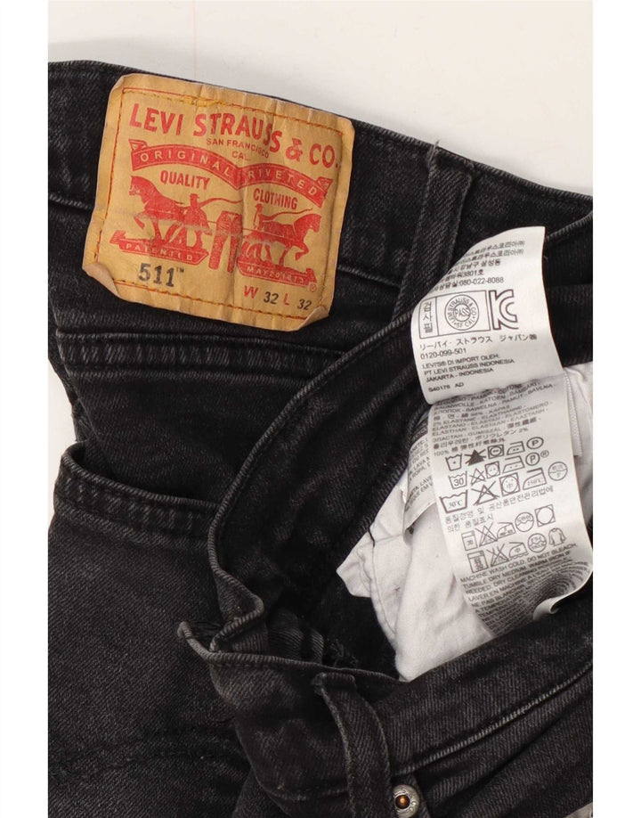 Levi's Uomo 511 Slim Jeans W32 L32 Cotone Grigio