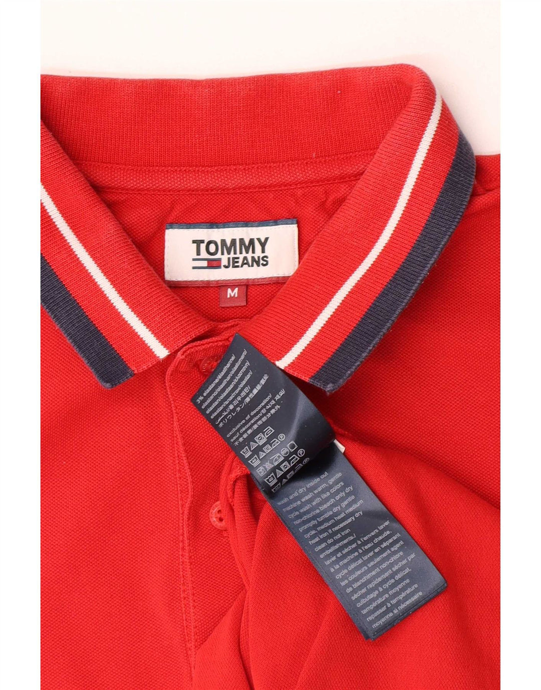 Polo da uomo Tommy Hilfiger in cotone a righe rosse medie