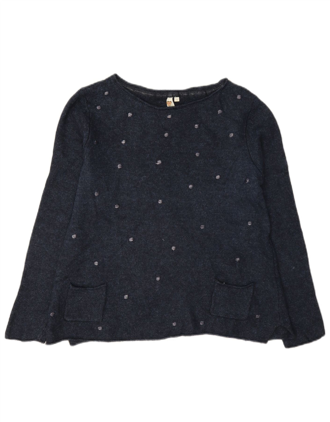 Maglione maglione con scollo a barca da donna White Stuff UK 12 Viscosa medio blu navy