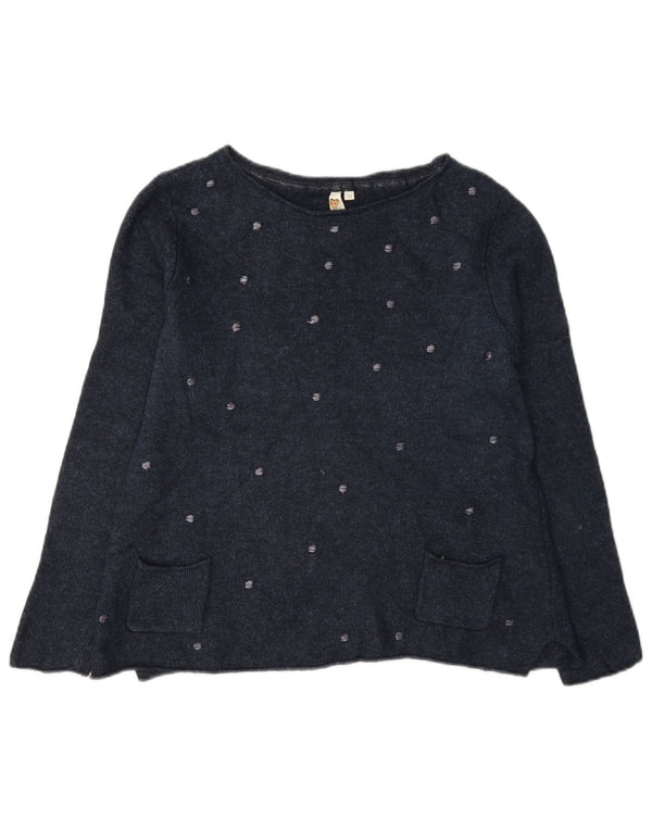 Maglione maglione con scollo a barca da donna White Stuff UK 12 Viscosa medio blu navy