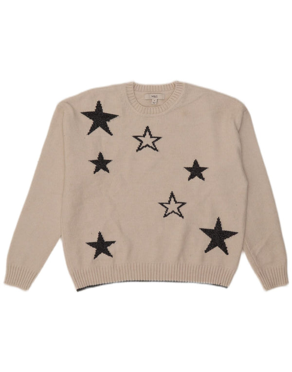 Maglione maglione girocollo da donna Marks & Spencer UK 14 medio bianco sporco