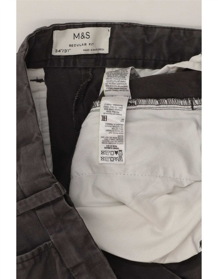 Pantaloni chino vestibilità regolare da uomo Marks & Spencer W34 L30 cotone grigio