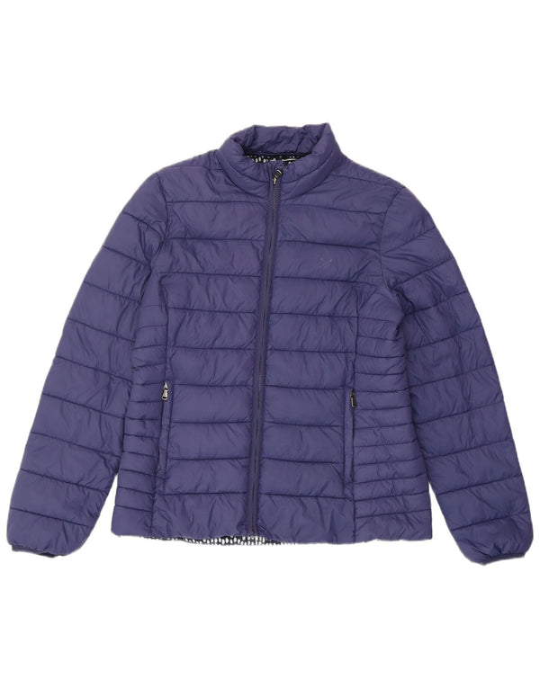 CREW CLOTHING Giacca imbottita da donna UK 14 Large in nylon blu navy