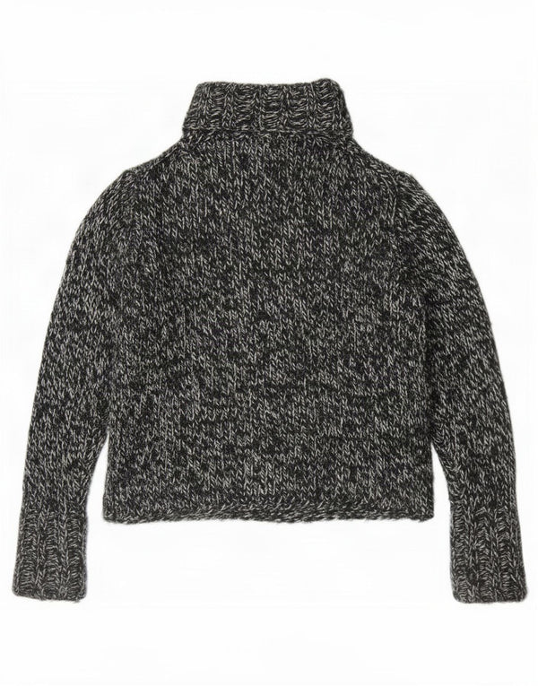 Maglione maglione oversize da donna Gap con collo alto UK 10 piccolo nero chiazzato