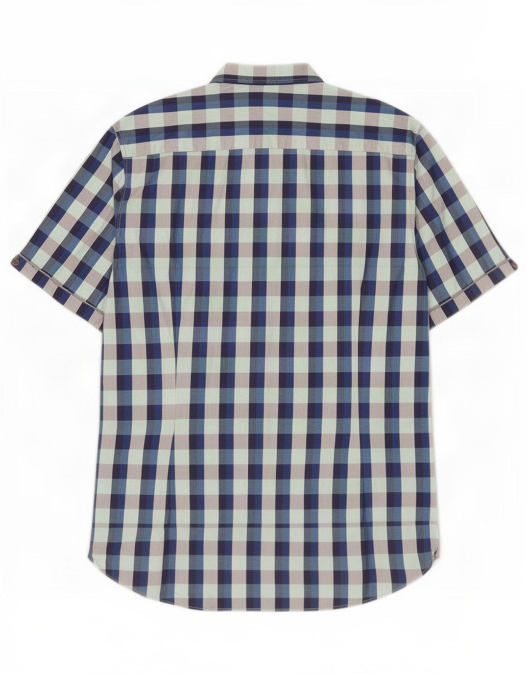 Ted Baker Camicia a maniche corte da uomo taglia 4 grande in cotone a quadretti blu