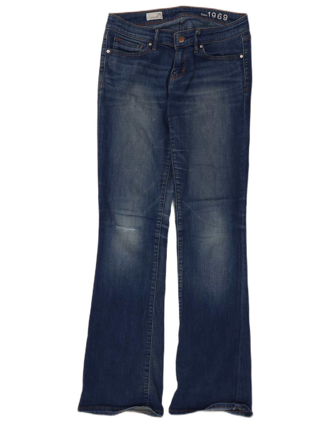 Jeans Gap da donna sexy bootcut effetto consumato W26 L31 cotone blu
