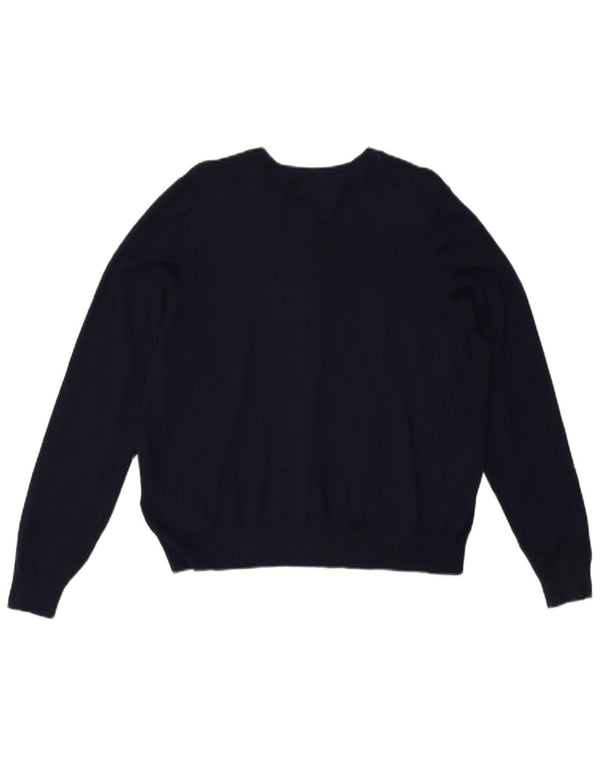 MARKS & SPENCER Maglione cardigan corto da donna UK 20 2XL Viscosa blu navy