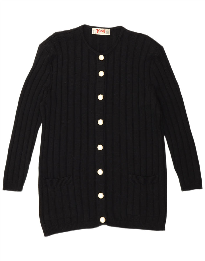 Yarell maglione cardigan lungo da donna UK 16 grande nero poliacrilico