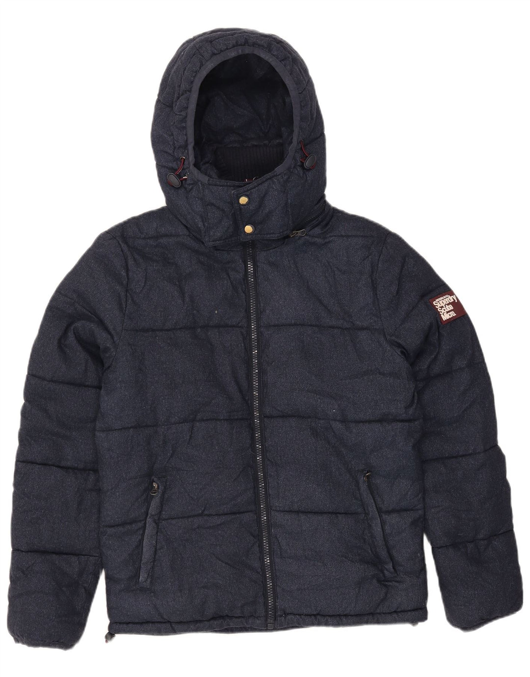 Giacca imbottita con cappuccio da uomo Superdry UK 40 Large blu navy in poliestere