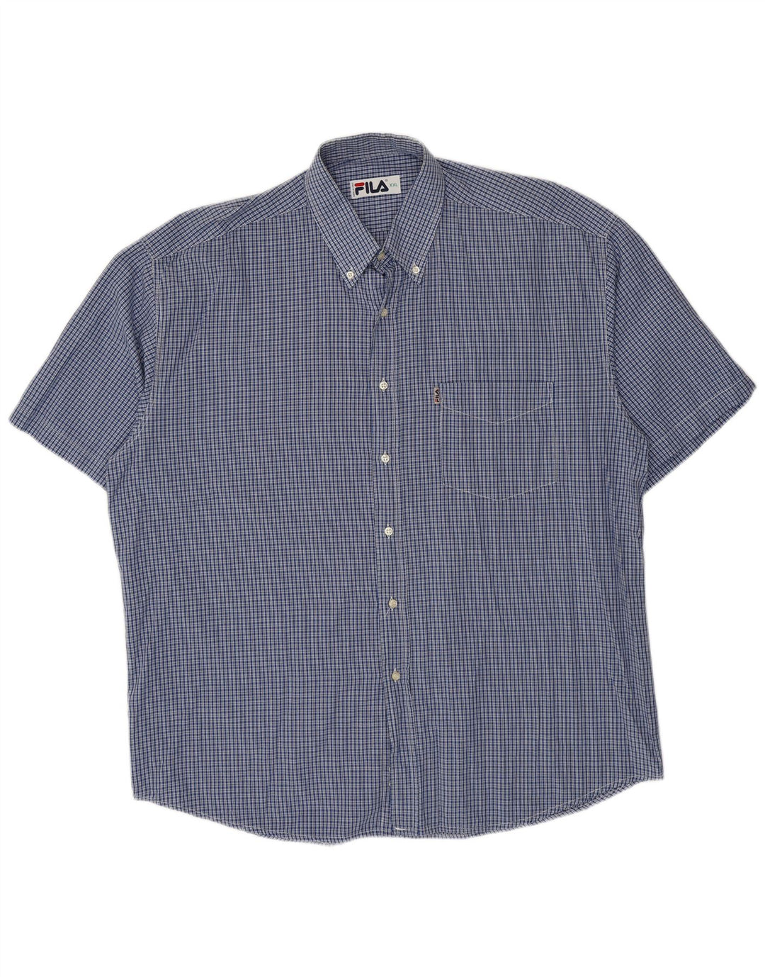 Camicia Fila da uomo a maniche corte 2XL in cotone a quadri blu