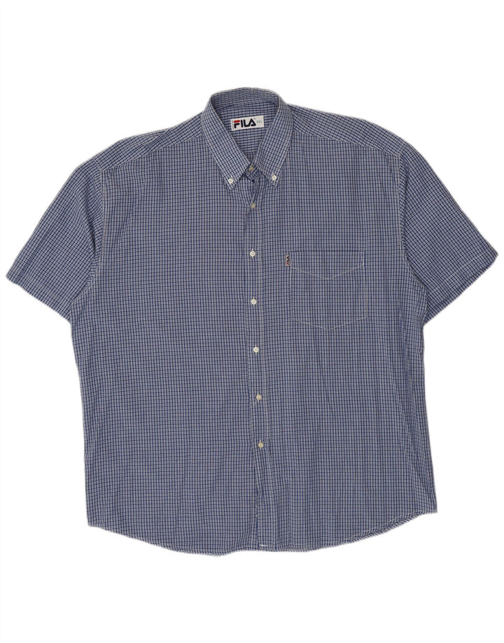Camicia Fila da uomo a maniche corte 2XL in cotone a quadri blu