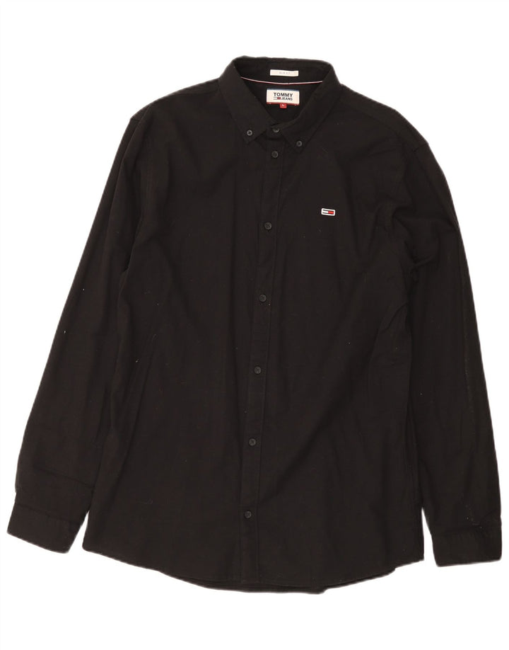 Camicia slim fit da uomo Tommy Hilfiger grande cotone nero