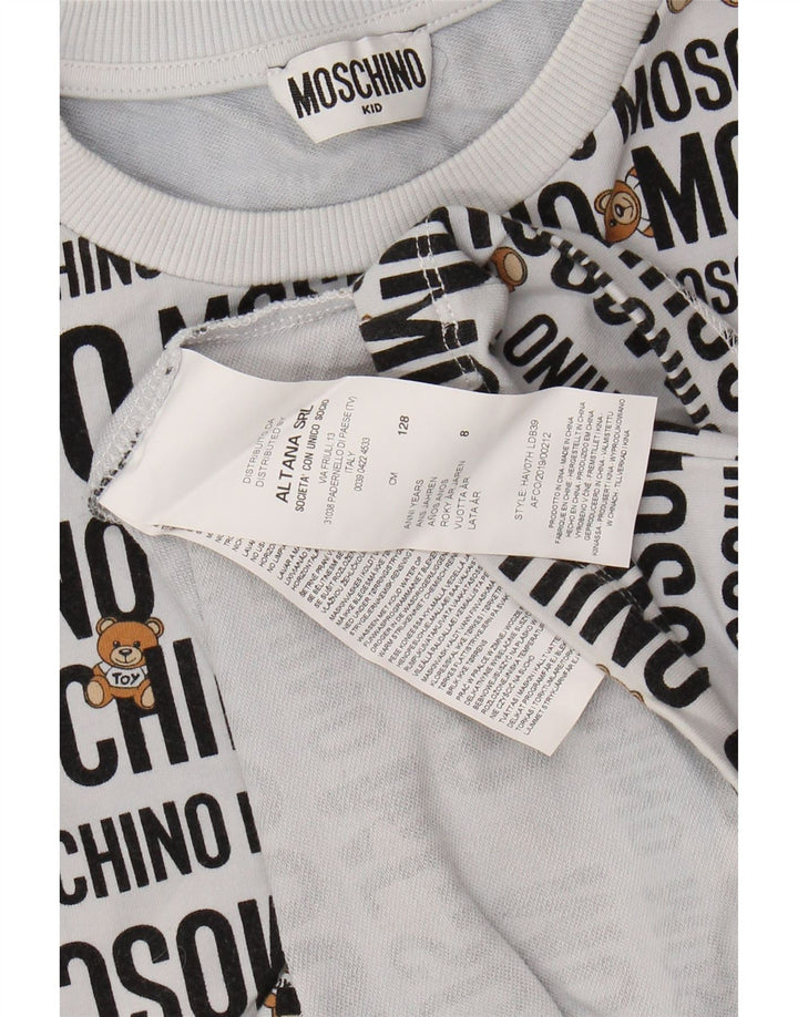 T-shirt grafica per ragazze MOSCHINO Top 7-8 anni in cotone grigio