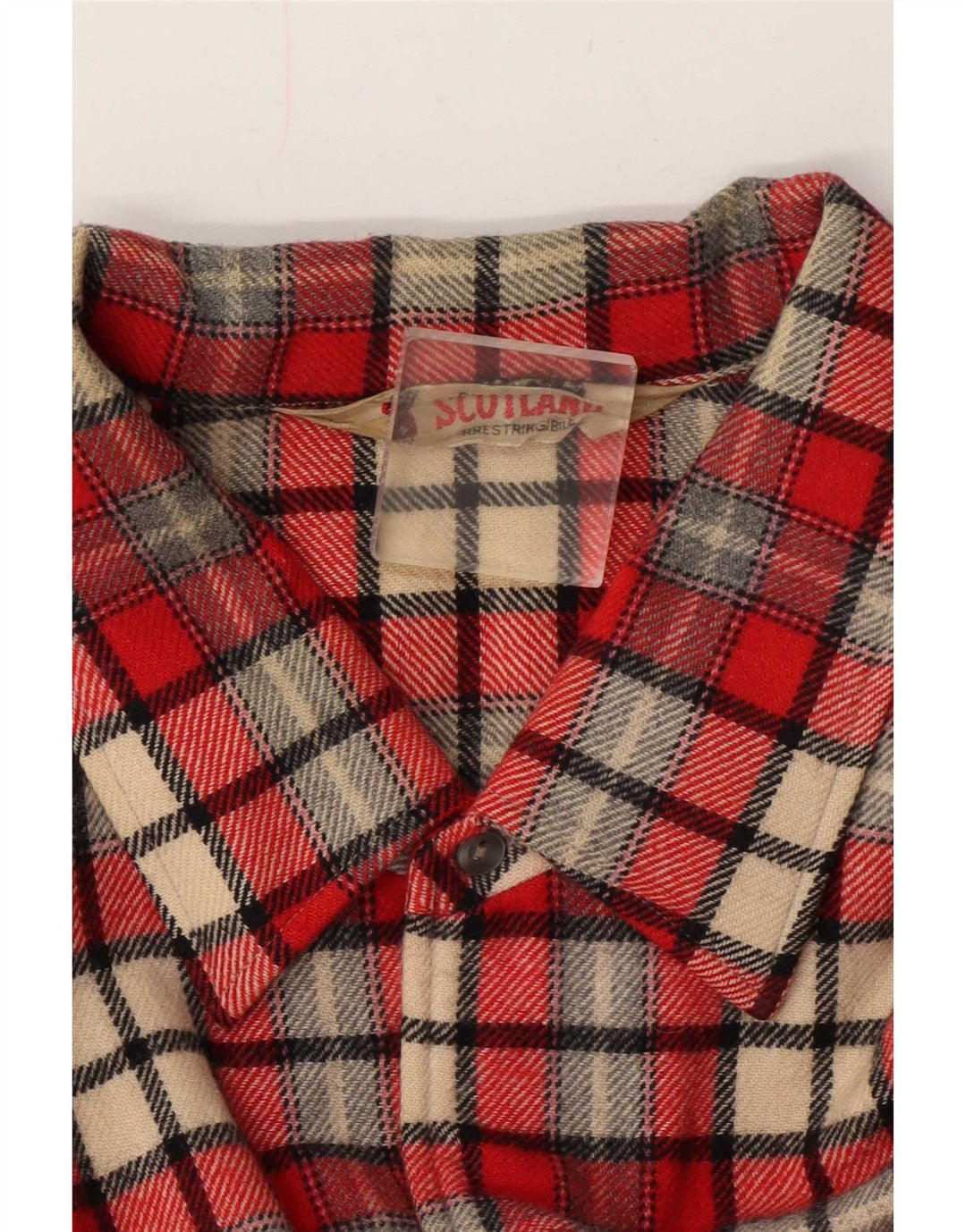 Camicia vintage da uomo in flanella XL in lana a quadri rossi