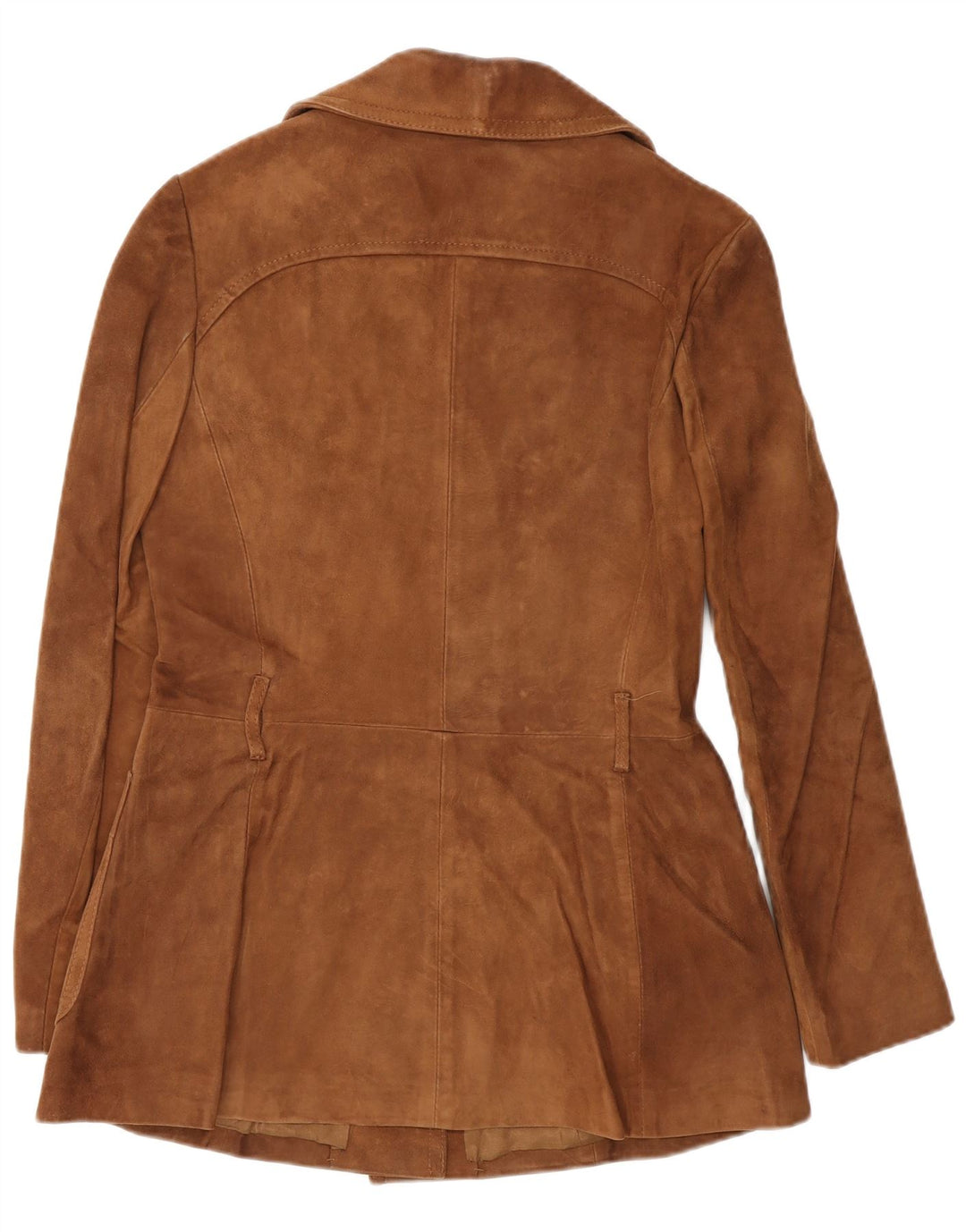 Giacca blazer vintage da donna in pelle scamosciata a 3 bottoni IT 46 grande in pelle marrone