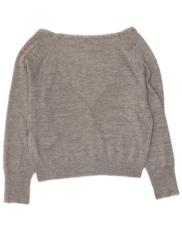 Maglione Bolero con maniche a 3/4 da donna Zara UK 10 piccolo acrilico chiazzato grigio