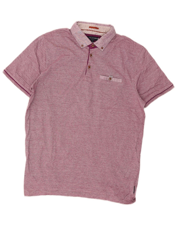 Polo da uomo Ted Baker taglia 4 grande cotone gessato viola