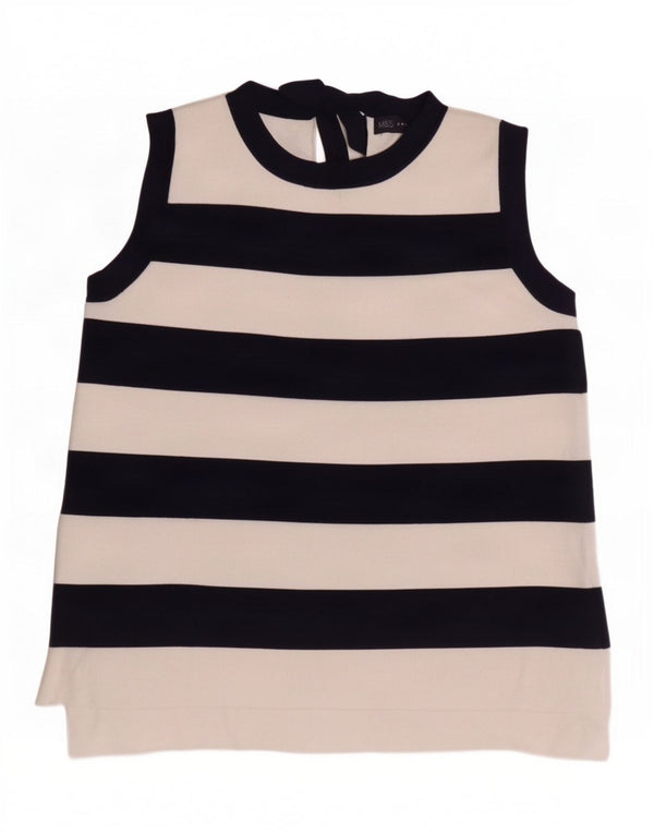 Canotta da donna Marks & Spencer UK 12 medio in poliammide a righe blu navy