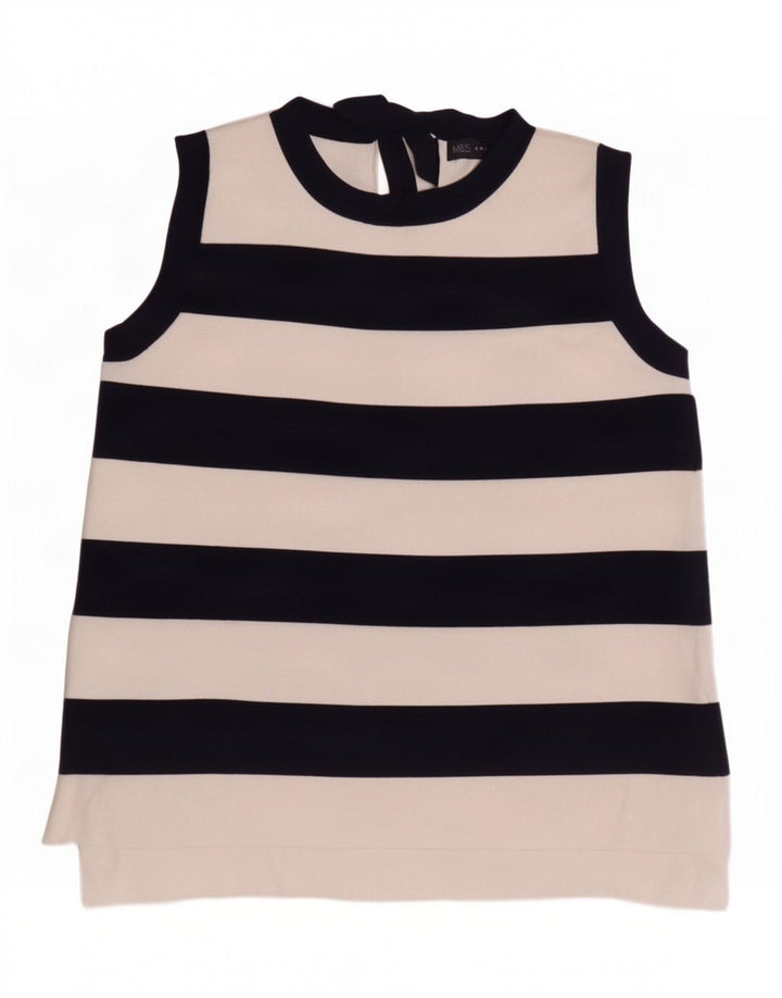 Canotta da donna Marks & Spencer UK 12 medio in poliammide a righe blu navy